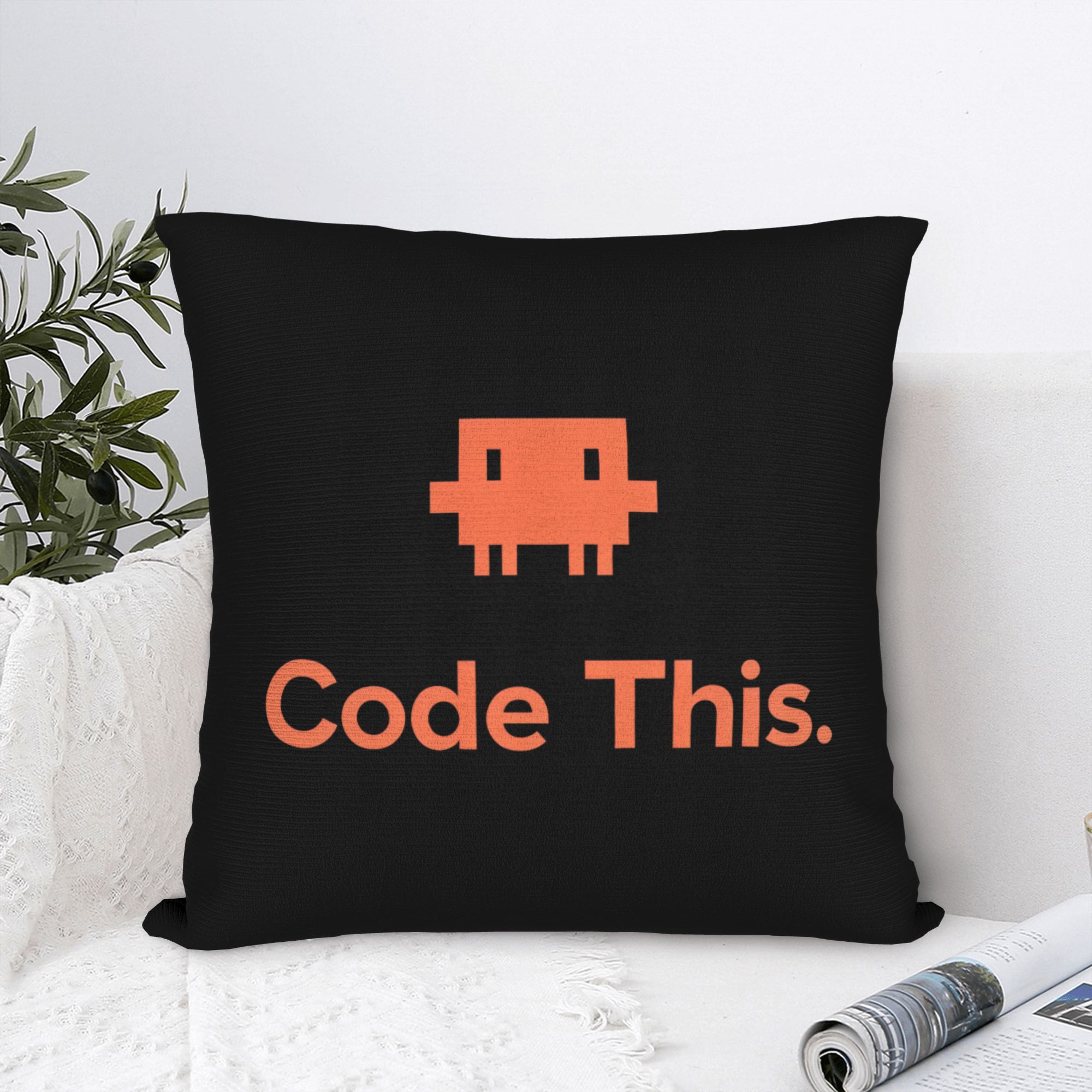 3D Printing Ai - Housse de coussin 3D Orange Cube