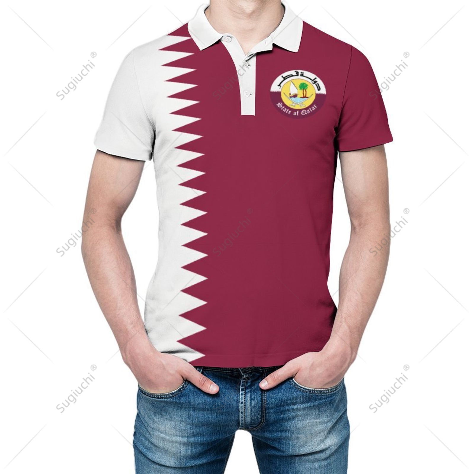 Polo unisexe avec drapeau du Q - 3D Printing Qatar avis et prix
